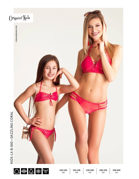 Dazzling Coral Kids-LX-B-880 Origami Bikini