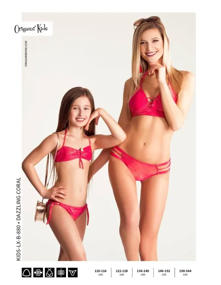 Dazzling Coral Kids-LX-B-880 Origami Bikini